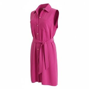 Women’s shirt dress, sleeveless, Large, summer, bright pink